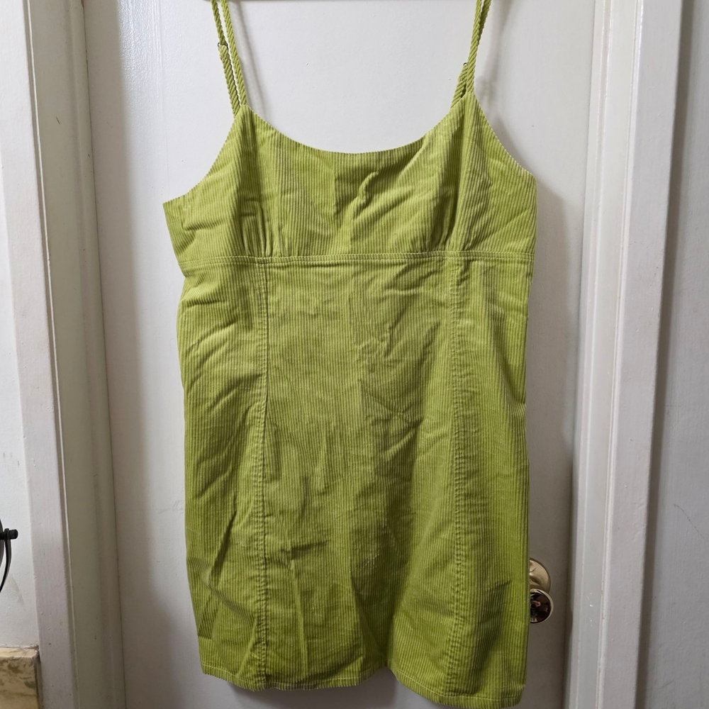 Wild Fable Green Corduroy Mini Dress XL | Adjustable Straps Soft Ribbed Texture - Picture 2 of 7